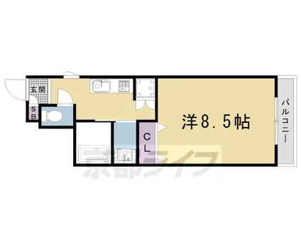 京福北野線 北野白梅町駅 徒歩23分 4階建 築25年(1K/2階)の間取り写真