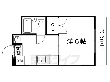 京福北野線 北野白梅町駅 徒歩5分 3階建 築45年(1K/1階)の間取り写真