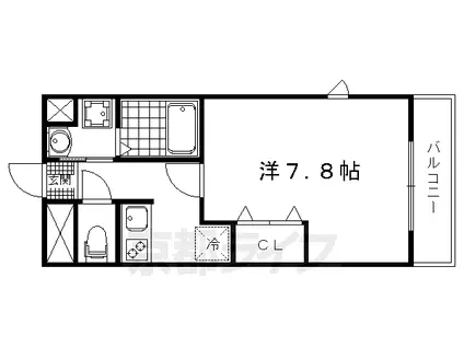 京福北野線 北野白梅町駅 徒歩3分 3階建 築13年(1K/2階)の間取り写真