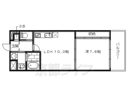SILK HOUSEとなみ2号館(1LDK/4階)の間取り写真