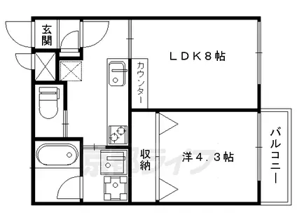 京都市烏丸線 今出川駅 徒歩14分 3階建 築13年(1LDK/3階)の間取り写真