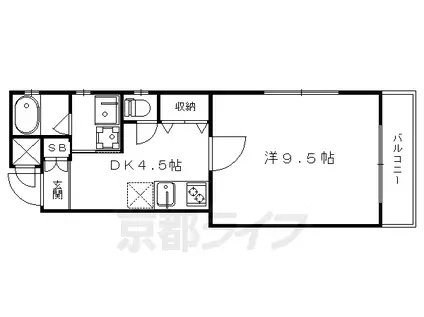 京都市烏丸線 今出川駅 徒歩8分 3階建 築12年(1DK/1階)の間取り写真