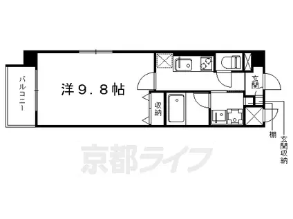 京都市烏丸線 鞍馬口駅 徒歩2分 4階建 築12年(1K/3階)の間取り写真
