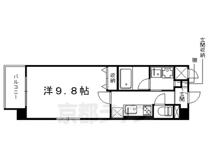 京都市烏丸線 鞍馬口駅 徒歩2分 4階建 築12年(1K/2階)の間取り写真