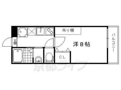 京福北野線 北野白梅町駅 徒歩15分 3階建 築12年(1K/1階)の間取り写真