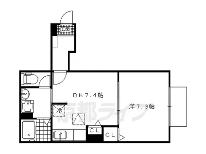 京都市烏丸線 鞍馬口駅 徒歩22分 2階建 築12年(1DK/1階)の間取り写真