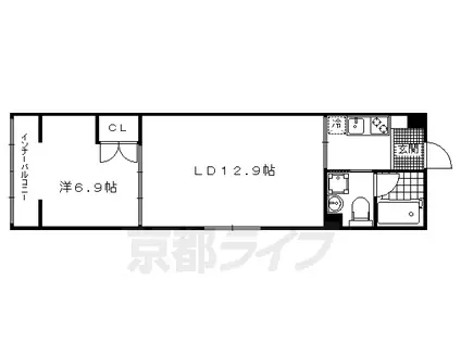 京都市烏丸線 丸太町駅(京都市営) 徒歩11分 4階建 築12年(1LDK/2階)の間取り写真