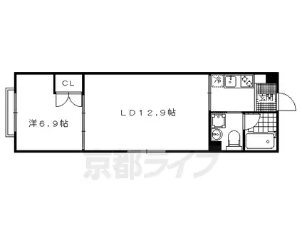 OPTIMA御所西藪之内町(1LDK/3階)の間取り写真