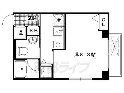 京福北野線 北野白梅町駅 徒歩9分 3階建 築12年(1K/3階)の間取り写真