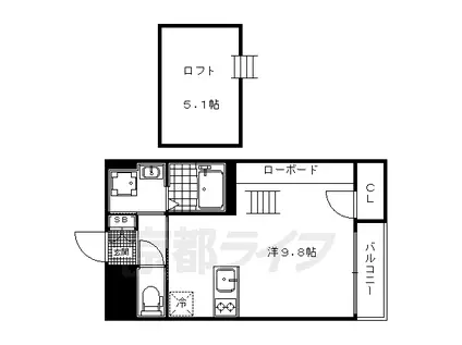 京都市烏丸線 今出川駅 徒歩16分 7階建 築13年(ワンルーム/7階)の間取り写真