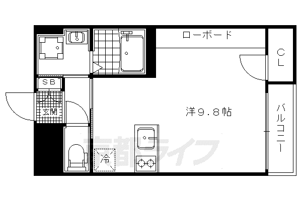 アクアプレイス京都西陣(ワンルーム/3階)の間取り写真