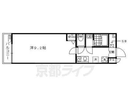 京福北野線 北野白梅町駅 徒歩15分 5階建 築12年(1K/2階)の間取り写真