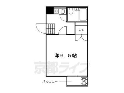 京都市烏丸線 北大路駅 徒歩10分 2階建 築35年(1K/1階)の間取り写真