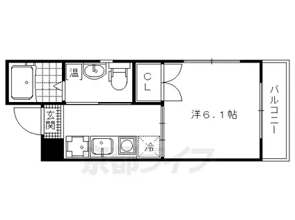 京都市烏丸線 北大路駅 徒歩7分 4階建 築12年(1K/3階)の間取り写真