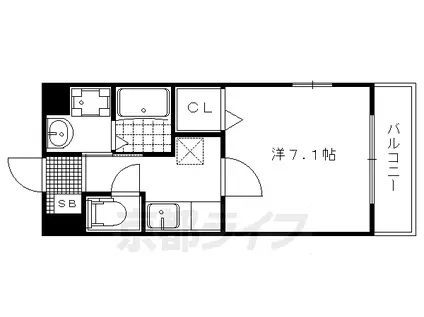 京福北野線 北野白梅町駅 徒歩10分 2階建 築12年(1K/2階)の間取り写真