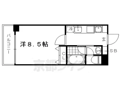 京都市烏丸線 今出川駅 徒歩6分 7階建 築12年(1K/6階)の間取り写真