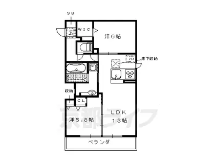 ヴェルドミール ヴァリ(2LDK/1階)の間取り写真