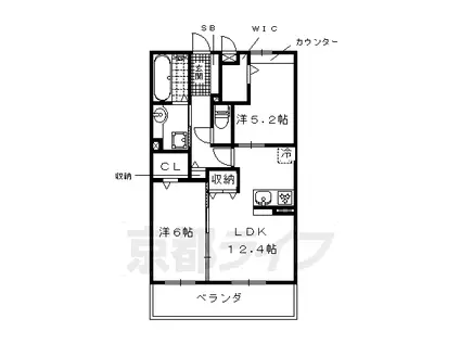 京都市烏丸線 北山駅(京都) 徒歩12分 3階建 築12年(2LDK/2階)の間取り写真