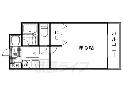 京福北野線 北野白梅町駅 徒歩23分 5階建 築25年(1K/3階)の間取り写真