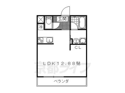 京都市烏丸線 北大路駅 徒歩35分 3階建 築11年(1K/1階)の間取り写真