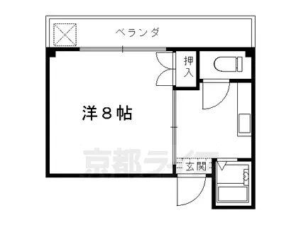 京福北野線 北野白梅町駅 徒歩20分 3階建 築36年(1K/2階)の間取り写真