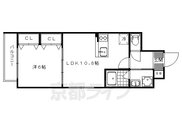 京都市烏丸線 丸太町駅(京都市営) 徒歩20分 4階建 築12年(1LDK/1階)の間取り写真