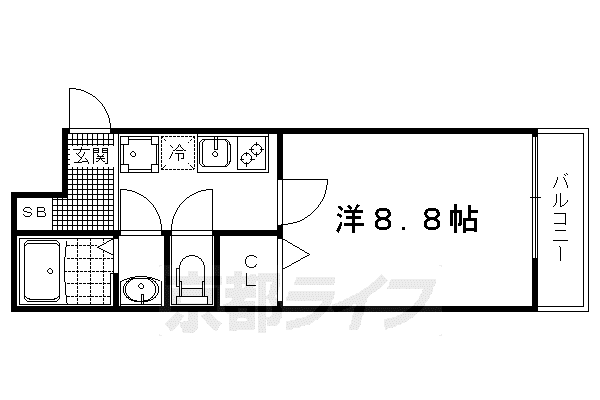 京都市烏丸線 北山駅(京都) 徒歩14分 5階建 築12年(1K/1階)の間取り写真
