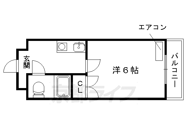 京福北野線 北野白梅町駅 徒歩3分 5階建 築32年(1K/1階)の間取り写真