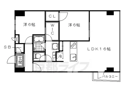 京阪電気鉄道鴨東線 出町柳駅 徒歩4分 6階建 築11年(2LDK/5階)の間取り写真