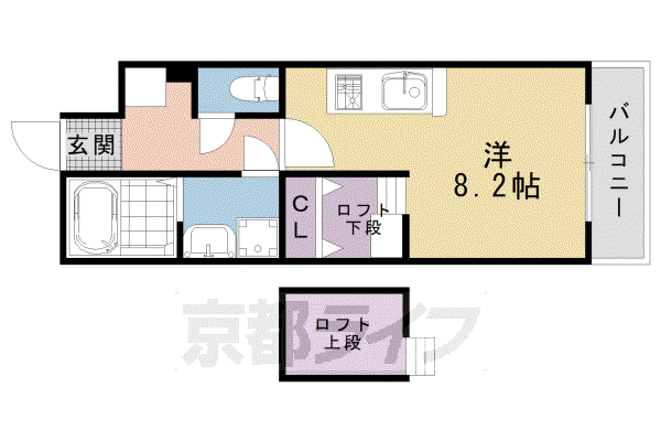 エクラン二条城(1K/4階)の間取り写真