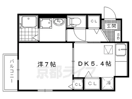 京福北野線 北野白梅町駅 徒歩11分 2階建 築12年(1DK/1階)の間取り写真