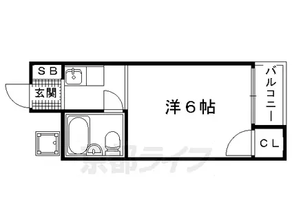 京福北野線 北野白梅町駅 徒歩12分 3階建 築28年(1K/3階)の間取り写真