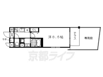 京都市烏丸線 今出川駅 徒歩10分 5階建 築12年(1K/1階)の間取り写真