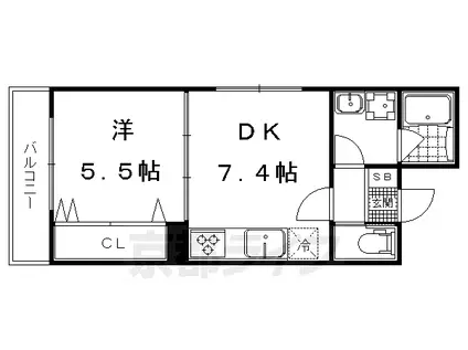 京都市烏丸線 丸太町駅(京都市営) 徒歩12分 4階建 築12年(1DK/3階)の間取り写真