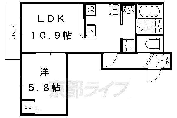 京都市烏丸線 北山駅(京都) 徒歩12分 2階建 築12年(1LDK/1階)の間取り写真