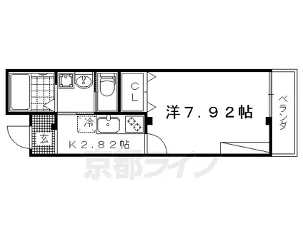 京都市東西線 二条城前駅 徒歩10分 3階建 築11年(1K/2階)の間取り写真