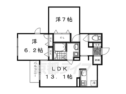 リバークレスト舟山(2LDK/2階)の間取り写真