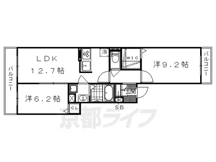 京阪電気鉄道鴨東線 出町柳駅 徒歩8分 3階建 築11年(2LDK/1階)の間取り写真