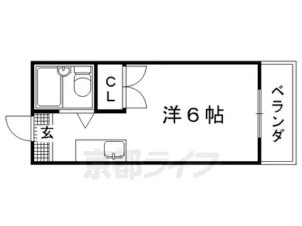 京福北野線 等持院・立命館大学衣笠キャンパス前駅 徒歩12分 2階建 築34年(1K/2階)の間取り写真