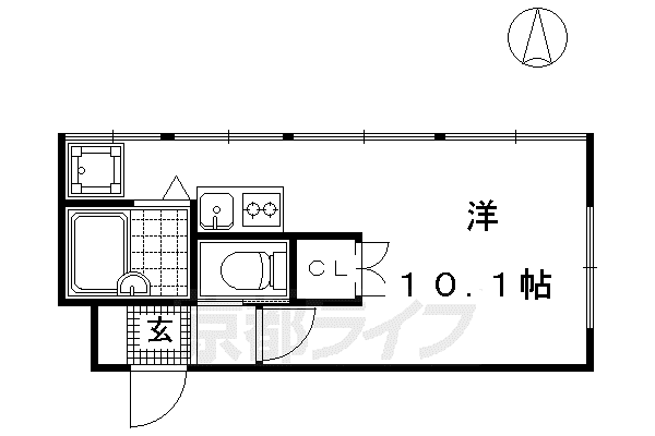 京福北野線 北野白梅町駅 徒歩20分 3階建 築54年(ワンルーム/2階)の間取り写真