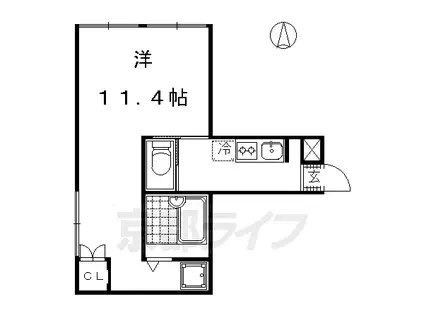 京福北野線 北野白梅町駅 徒歩20分 3階建 築54年(ワンルーム/2階)の間取り写真