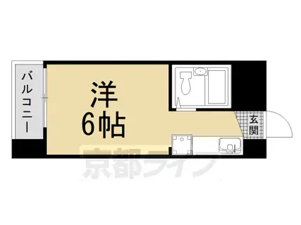 京福北野線 北野白梅町駅 徒歩15分 5階建 築36年(1K/2階)の間取り写真