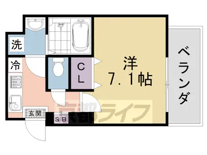 京都市烏丸線 今出川駅 徒歩4分 3階建 築15年(1K/1階)の間取り写真
