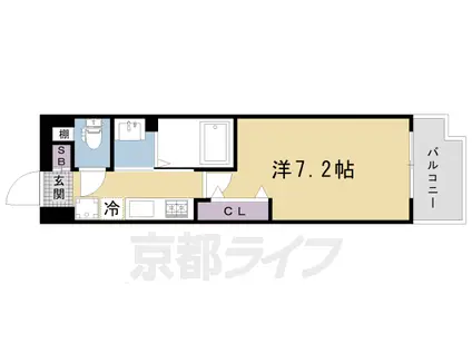 京都市烏丸線 今出川駅 徒歩4分 3階建 築15年(1K/3階)の間取り写真