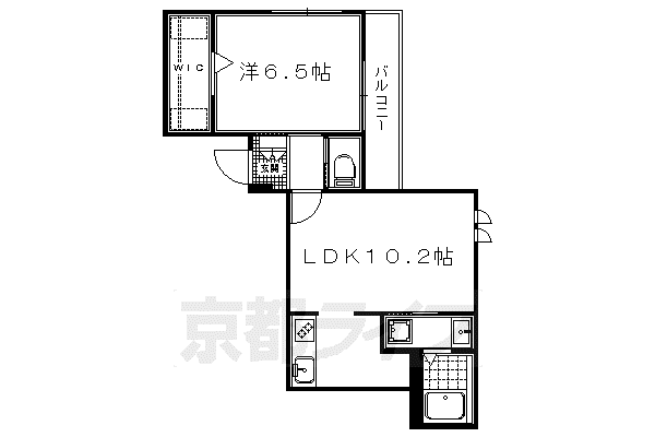京都市烏丸線 北大路駅 徒歩9分 4階建 築11年(1LDK/4階)の間取り写真