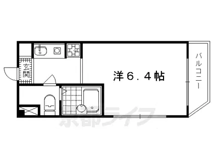 京都市烏丸線 丸太町駅(京都市営) 徒歩10分 3階建 築11年(1K/3階)の間取り写真