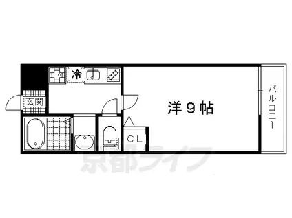 京福北野線 北野白梅町駅 徒歩15分 4階建 築10年(1K/4階)の間取り写真