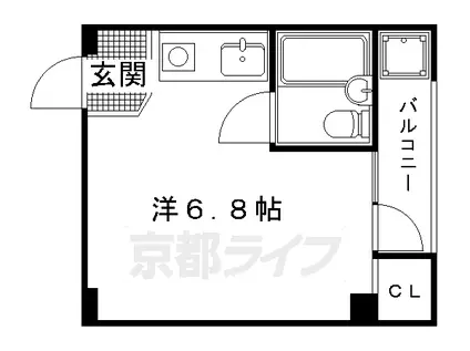 京都市烏丸線 鞍馬口駅 徒歩3分 3階建 築36年(ワンルーム/2階)の間取り写真