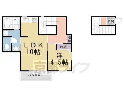 鷹峯ハイツ(1LDK/2階)の間取り写真