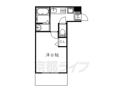 京福北野線 北野白梅町駅 徒歩15分 4階建 築11年(1K/1階)の間取り写真